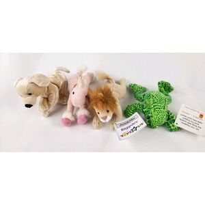 Vintage Toys R Us Mini Plush Frog Lion Dog Unicorn Plush 2001 Animal Alley Puppy